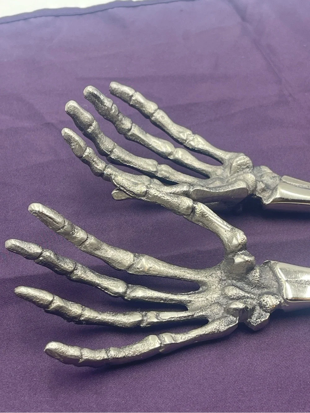 Halloween Gothic Spooky Metal Skeleton Bone Arm & Hand Salad Forks /Prop Display